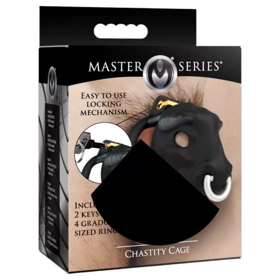 Master Series Bull - bikafejes péniszketrec, férfi erényöv (fekete)