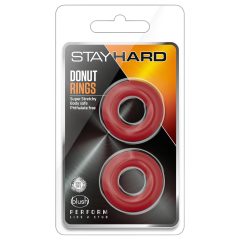 Stay Hard - péniszgyűrű szett (piros)
