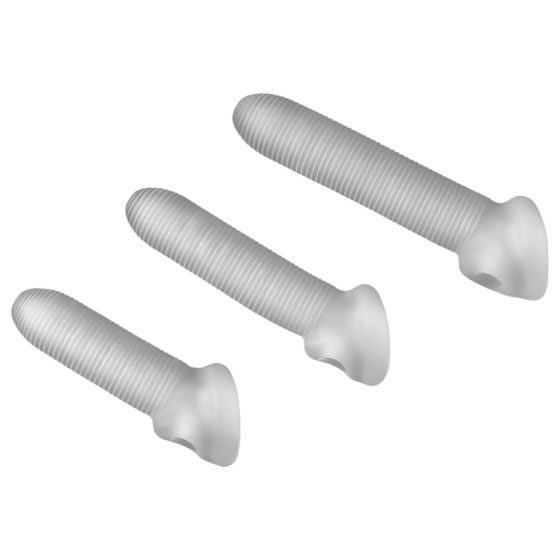Fat Boy Micro Ribbed - péniszköpeny (15cm) - fehér