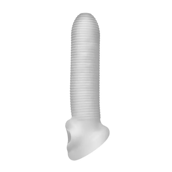 Perfect Fit - Fat Boy Micro Ribbed - péniszköpeny (17 cm, fehér)