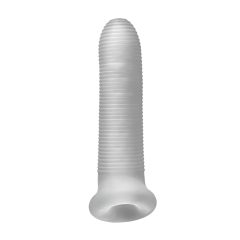 Fat Boy Micro Ribbed - péniszköpeny (17cm) - fehér