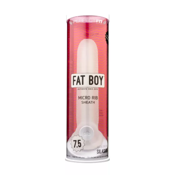 Fat Boy Micro Ribbed - péniszköpeny (19 cm) - fehér