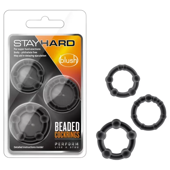 Stay Hard - péniszgyűrű szett (fekete)