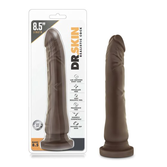 Dr. Skin 8,5 - tapadókorongos élethű dildó - barna (20,5cm)
