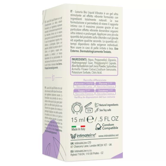 Intimateline Luxuria BIO - folyékony vibrátor gél nőknek (15ml)