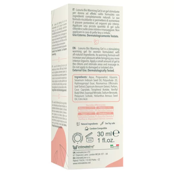 Intimateline Luxuria BIO - melegítő izgató gél nőknek (30ml)