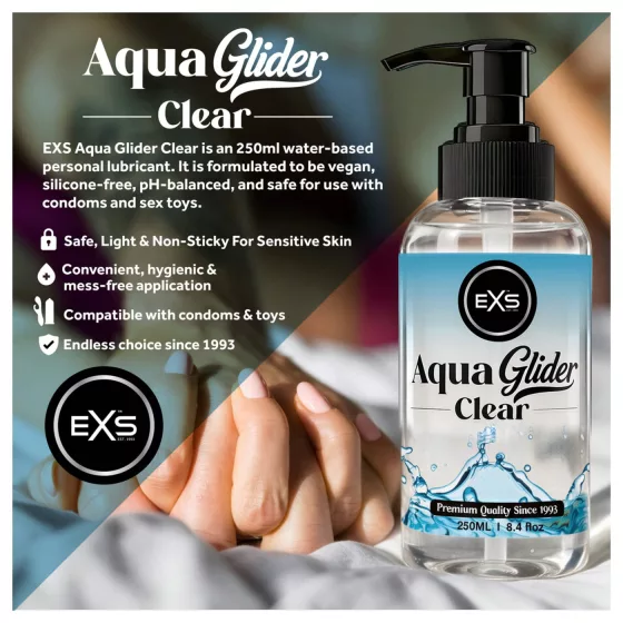EXS AquaGlider Clear - átlátszó vízbázisú síkosító pumpás flakonban (250ml)