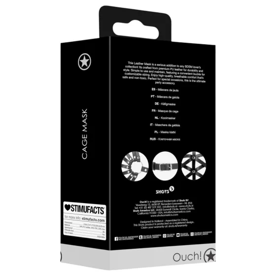 Ouch! - műbőr ketrec maszk (fekete)