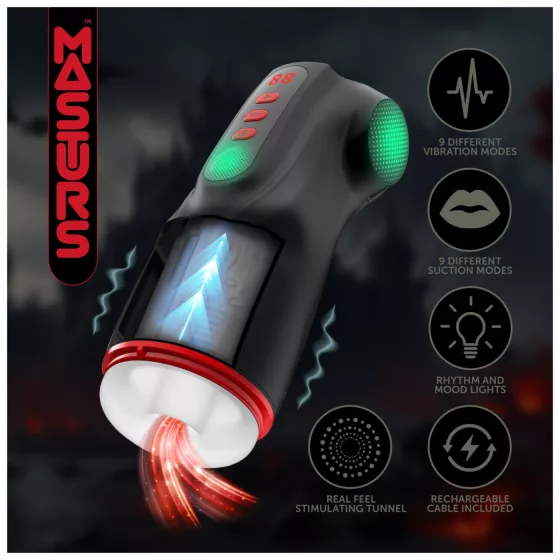 Masturs Raven - szopó-rezgő AR maszturbátor (fekete)