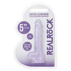 RealRock - élethű dildó herékkel (lila) - 12,7 cm