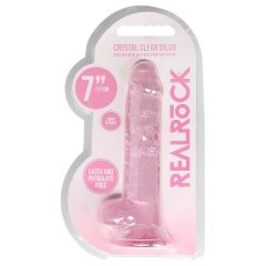 REALROCK - átlátszó élethű dildó - pink (17cm)