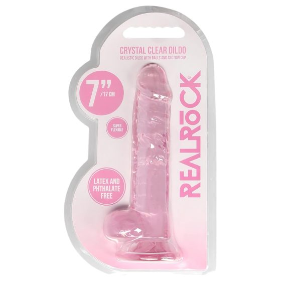 REALROCK - átlátszó élethű dildó - pink (17cm)