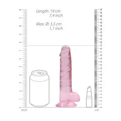 RealRock - átlátszó élethű dildó - pink (17cm)