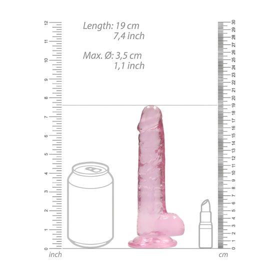 REALROCK - átlátszó élethű dildó - pink (17cm)