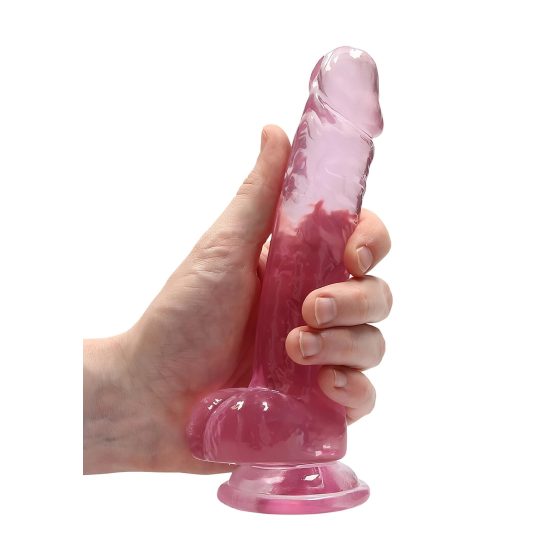 REALROCK - átlátszó élethű dildó - pink (17cm)