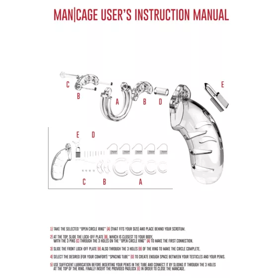ManCage - Model 13 péniszketrec (átlátszó) - 6,5 cm