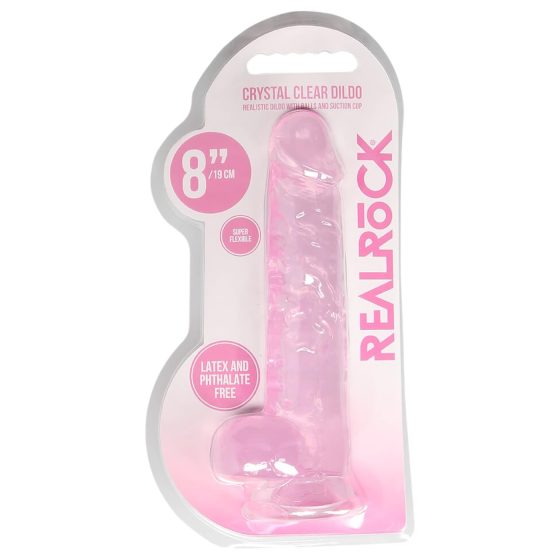 REALROCK - átlátszó élethű dildó - pink (19cm)
