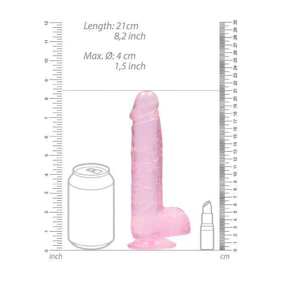 REALROCK - átlátszó élethű dildó - pink (19cm)