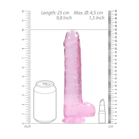 REALROCK - átlátszó élethű dildó - pink (22cm)