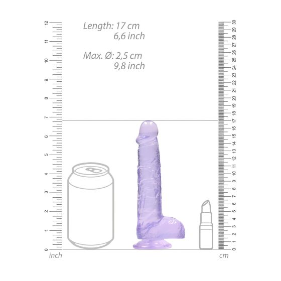 REALROCK - átlátszó élethű dildó - lila (15cm)