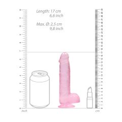 REALROCK - átlátszó élethű dildó - pink (15cm)