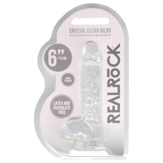 REALROCK - átlátszó élethű dildó - átlátszó (15cm)
