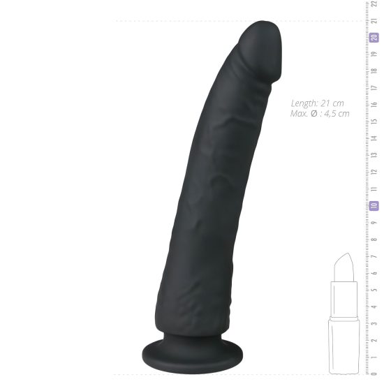 Easytoys - tapadókorongos 100% szilikon dildó (21cm) - fekete
