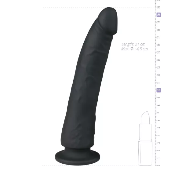 Easytoys - tapadókorongos 100% szilikon dildó (21cm) - fekete
