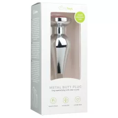   EasyToys Metal No.11 - pink köves kúp anál plug (ezüst, 3,5 cm)
