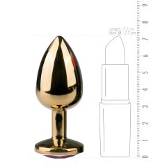   Easytoys Metal No.1 - lila köves kúp anál plug - arany (2,5cm)