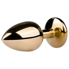   Easytoys Metal No.1 - fehér köves kúp anál plug - arany (2,5cm)