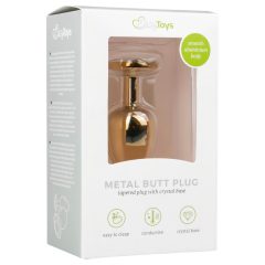   Easytoys Metal No.1 - fehér köves kúp anál plug - arany (2,5cm)