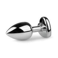  Easytoys Metal No.2 - anál plug szíves kővel (ezüst-fehér)