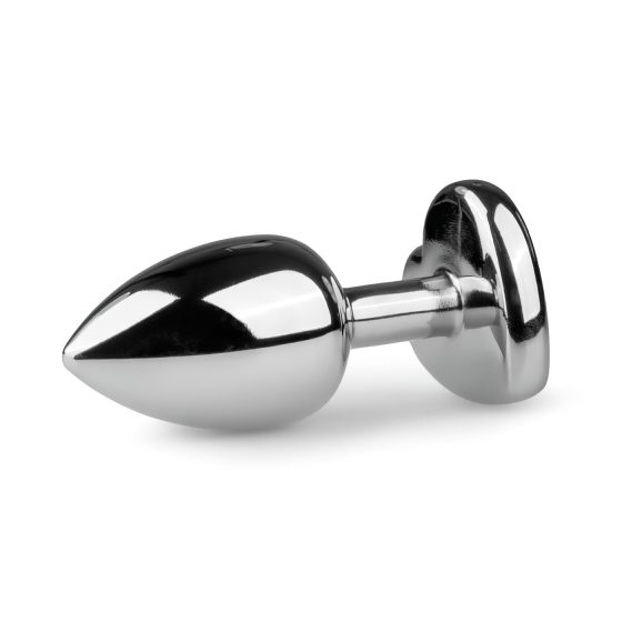 Easytoys Metal No.2 - anál plug szíves kővel (ezüst-fehér)