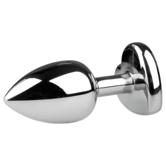 Easytoys Metal No.2 - anál plug szíves kővel (ezüst-fehér)