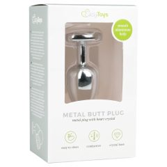   Easytoys Metal No.2 - anál plug szíves kővel (ezüst-fehér)