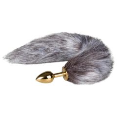   Easytoys Fox NO5 - fém anál plug rókafarokkal (arany-ezüst)