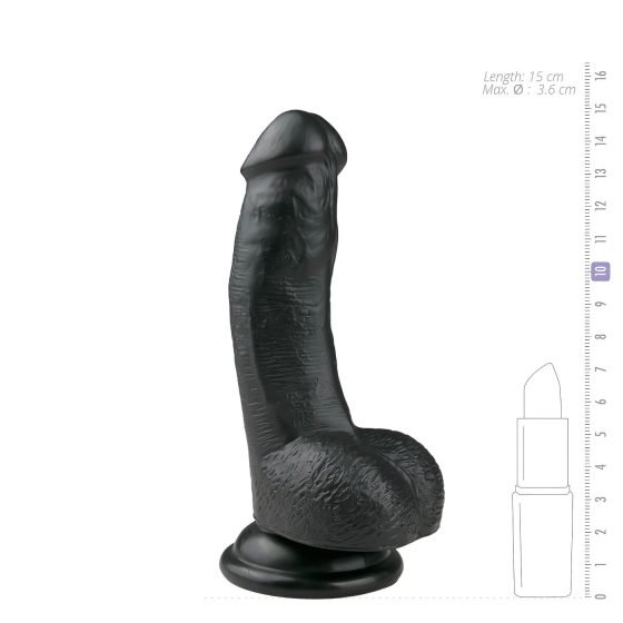 Easytoys - tapadókorongos, herés dildó (15cm) - fekete