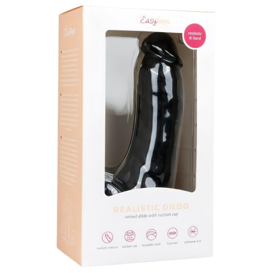 Easytoys - tapadókorongos, herés dildó (20cm) - fekete