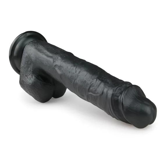 Easytoys - tapadókorongos, herés nagy dildó (26,5cm) - fekete
