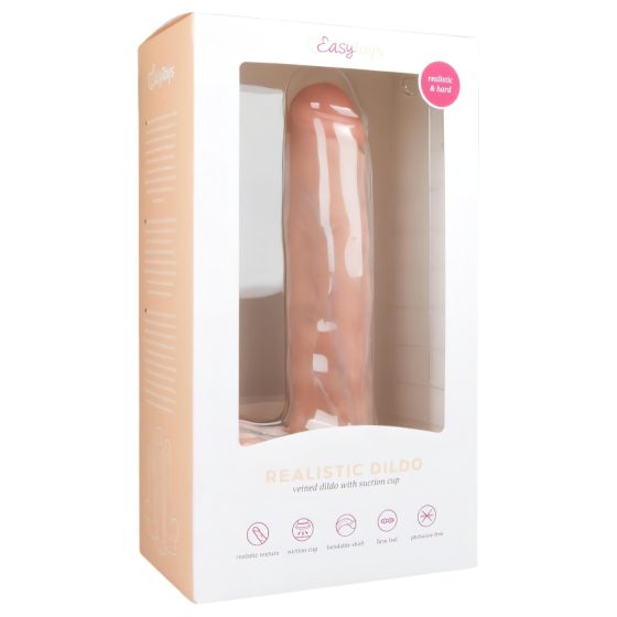 Easytoys - tapadókorongos, herés nagy dildó (29,5cm) - natúr