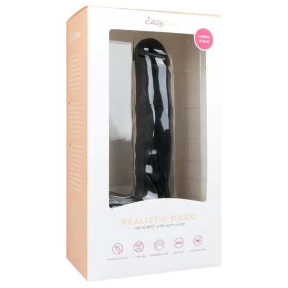 Easytoys - tapadókorongos, herés nagy dildó (29,5cm) - fekete