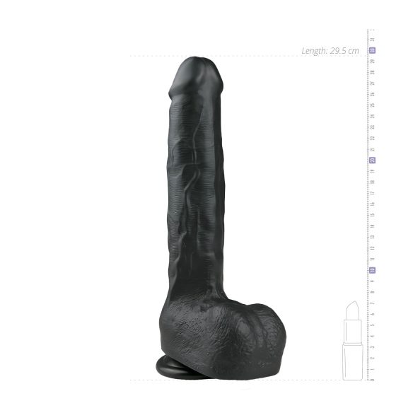 Easytoys - tapadókorongos, herés nagy dildó (29,5cm) - fekete