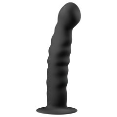   Easytoys Ribbed - tapadókorongos anál dildó (14cm) - fekete