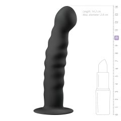   Easytoys Ribbed - tapadókorongos anál dildó (14cm) - fekete