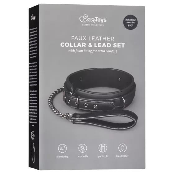 EasyToys - fétis nyakörv és póráz, bondage szett (fekete)