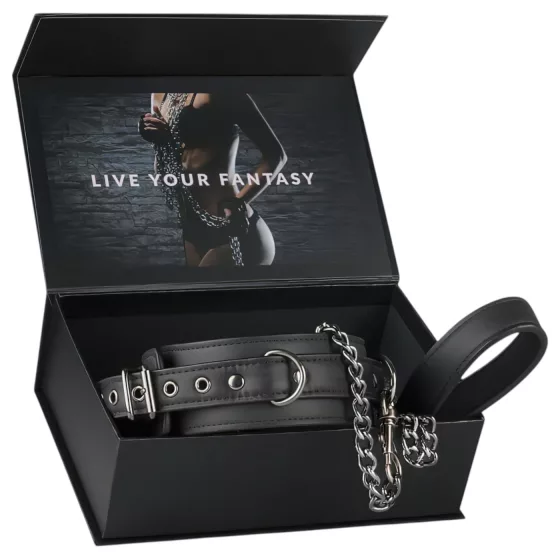 EasyToys - fétis nyakörv és póráz, bondage szett (fekete)