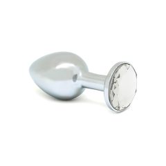 Rimba XS - átlátszó köves, fém anál plug (ezüst)