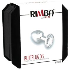 Rimba XS - átlátszó köves, fém butt plug (ezüst)