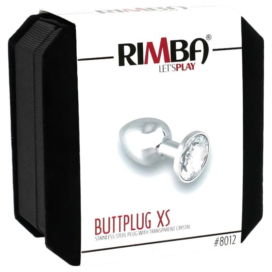 Rimba XS - átlátszó köves, fém butt plug (ezüst)